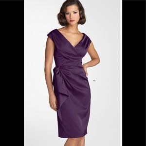 Maggy London Purple Stretch Satin Sheath, sz 8